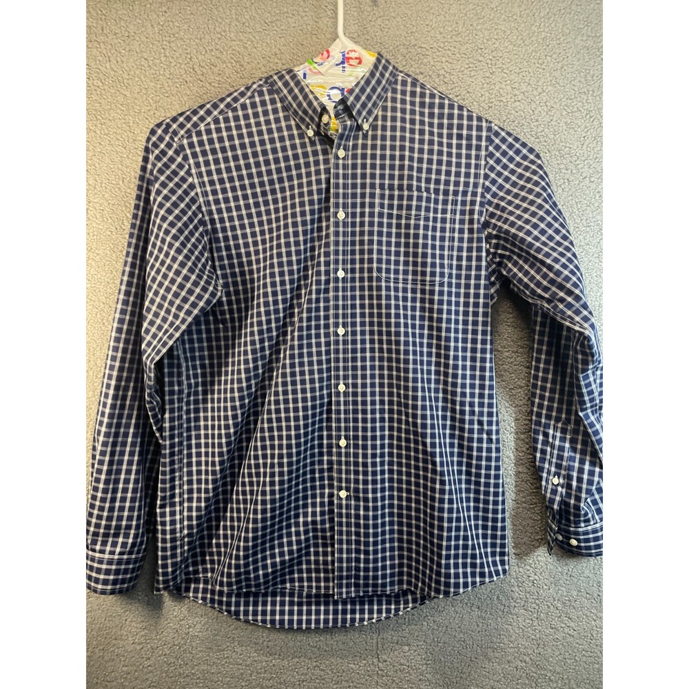 Eddie Bauer  Men's Blue Plaid Long Sleeve Button Down Dress Shirt‎ Size XL